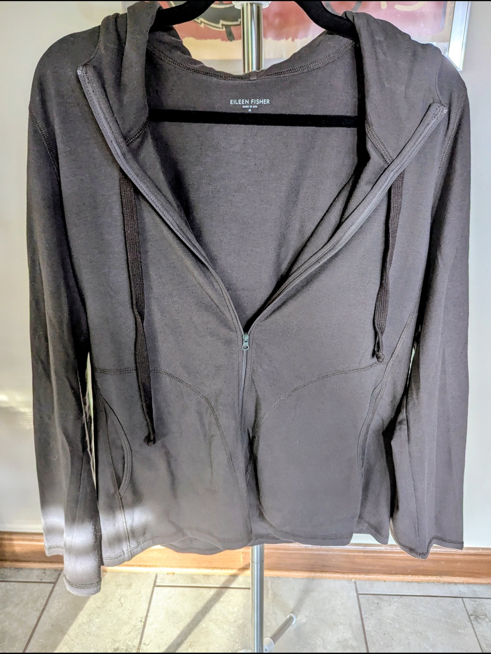 Eileen Fisher Organic Cotton Zip-Up Hoodie Size M $28